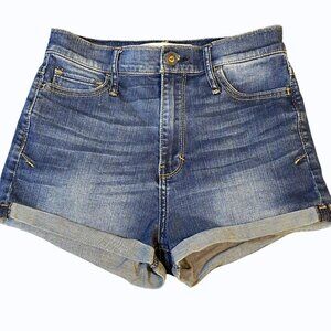 Hollister Blue Denim Rolled Hem Shorts Zipper Fly Size 25